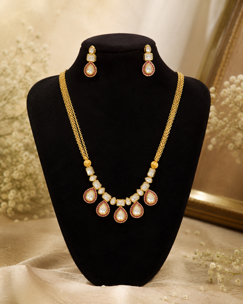 Farha Kundan Ruby-Drop Set