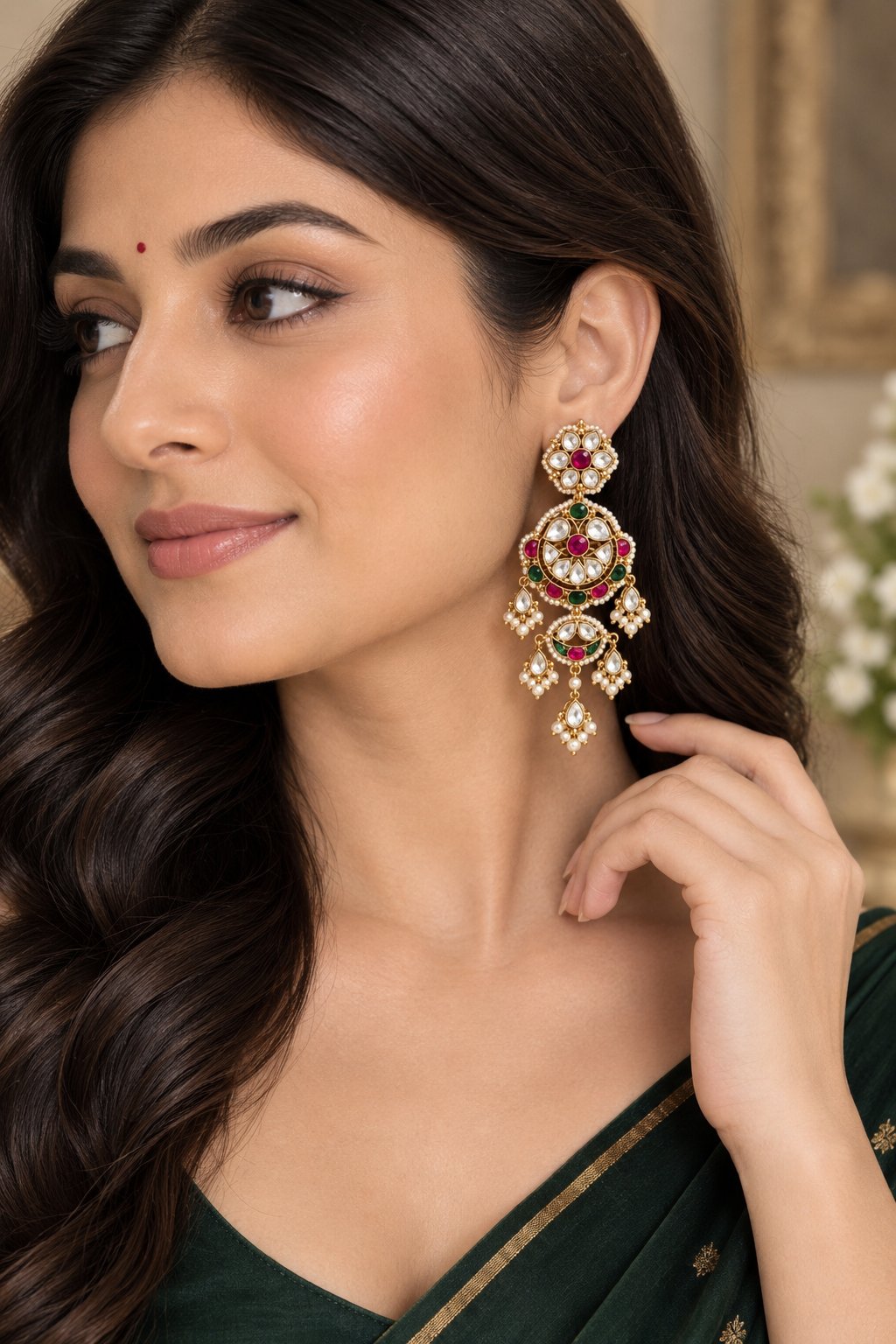 Rang Mahal Kundan Earrings