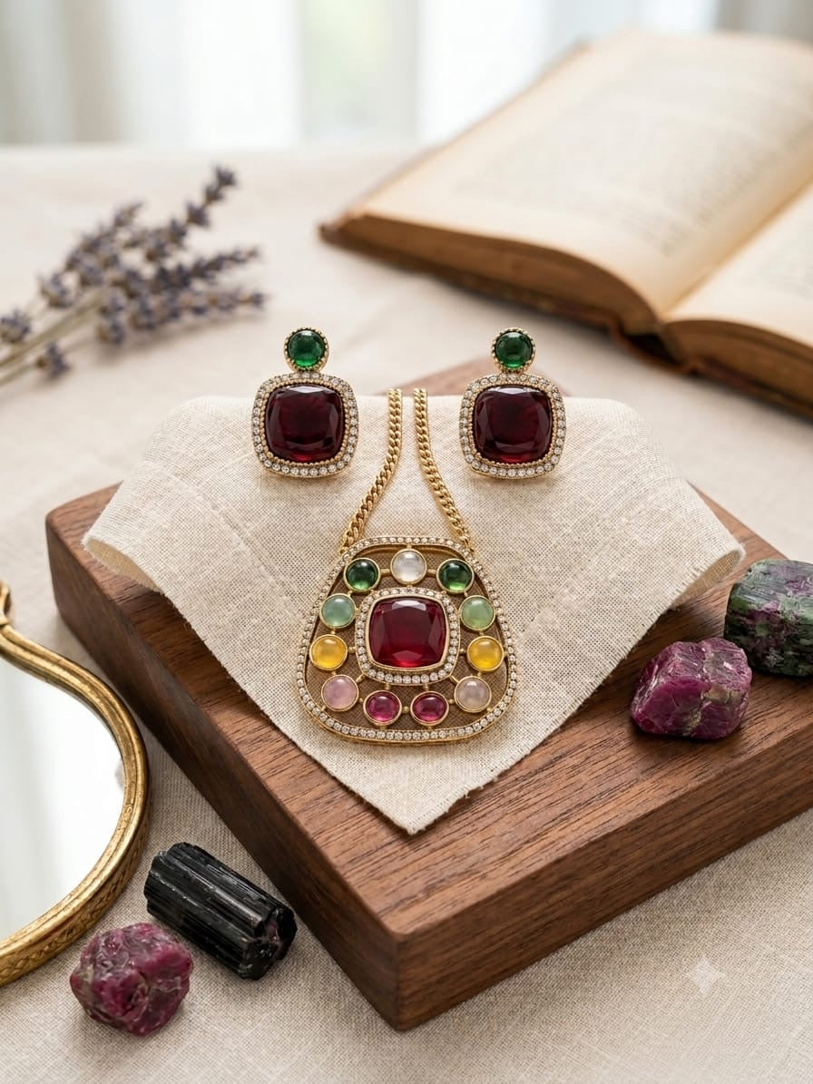 The Navratna Pendant Set