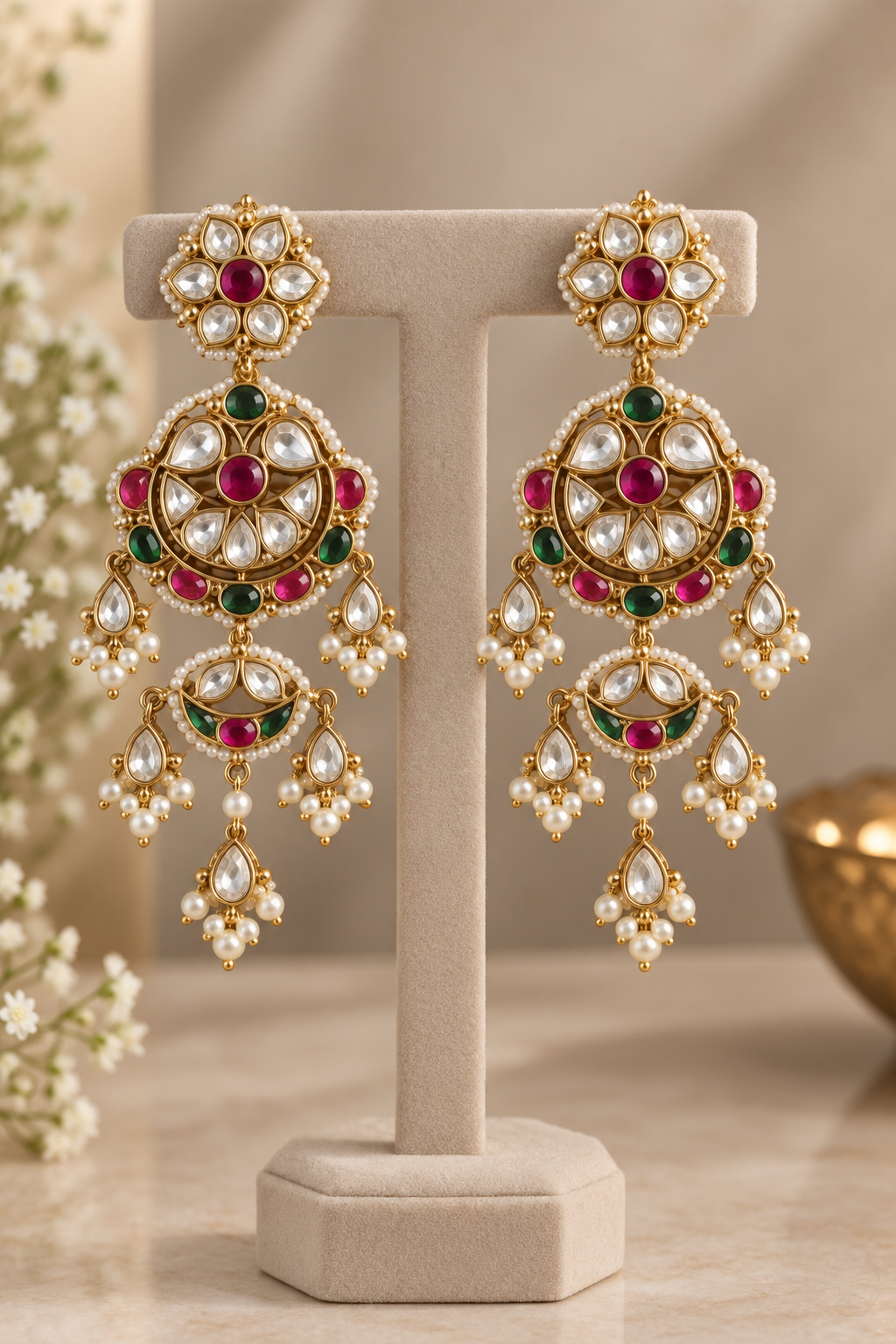 Rang Mahal Kundan Earrings