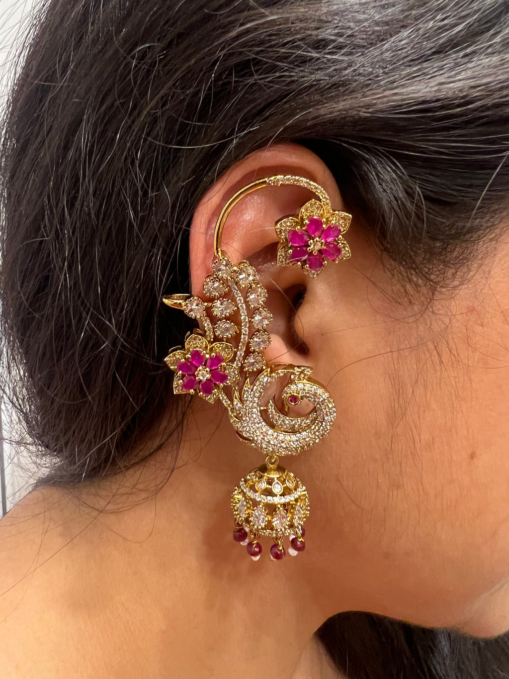 Rosy Earcuffus with Jhumka