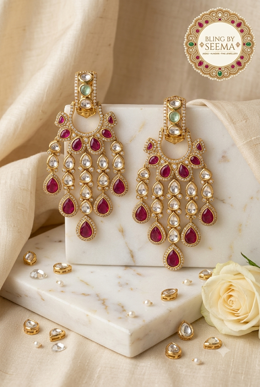 Kundan and Ruby Drop Earing